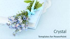  Presentation with forget - Audience pleasing presentation theme consisting of forget-me-nots flowers backdrop and a sky blue colored foreground