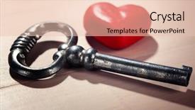  Presentation with red heart key - Theme consisting of forgiveness marriage - retro key with red heart background and a lemonade colored foreground
