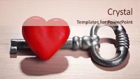  Presentation with red heart key - PPT theme featuring forgiveness marriage - retro key with red heart background and a  colored foreground