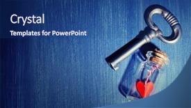  Presentation with red heart key - Beautiful theme featuring forgiveness marriage - retro key with red heart backdrop and a ocean colored foreground