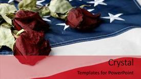  Presentation with veterans day - Colorful PPT layouts enhanced with forgotten - dried roses on american national backdrop and a red colored foreground