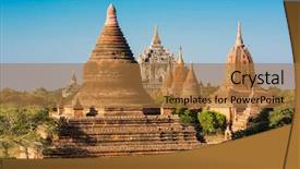  Presentation with myanmar bagan - Colorful theme enhanced with forgotten - late afternoon sun shines backdrop and a coral colored foreground