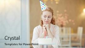  Presentation with sad woman - Audience pleasing theme consisting of forgotten - portrait of melancholic mature woman backdrop and a light gray colored foreground