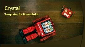  Presentation with lost - Beautiful presentation theme featuring forgotten - retro red robot has lost backdrop and a tawny brown colored foreground
