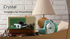  Presentation with retro - Cool new PPT layouts with forgotten - retro things on table close backdrop and a soft green colored foreground