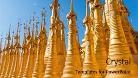 Presentation with hidden - Presentation design enhanced with forgotten - shwe indein golden pagodas are background and a gold colored foreground