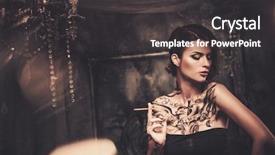 Presentation with spooky - Slides having forgotten - smoking tattooed beautiful woman background and a dark gray colored foreground