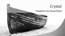  Presentation with boat - Slide set enhanced with forgotten - stranded boat on brighton beach background and a white colored foreground