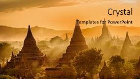  Presentation with myanmar bagan - Colorful PPT theme enhanced with forgotten - sun is setting over old backdrop and a yellow colored foreground