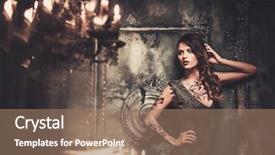  Presentation with spooky - PPT theme having forgotten - tattooed beautiful woman in old background and a coral colored foreground