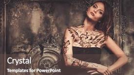  Presentation with spooky - Beautiful slides featuring forgotten - tattooed beautiful woman in old backdrop and a tawny brown colored foreground