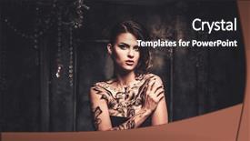  Presentation with spooky - Theme having forgotten - tattooed beautiful woman in old background and a dark gray colored foreground