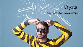  Presentation with barricade tape red and white - PPT layouts having forgotten - young man with taped eye background and a light blue colored foreground