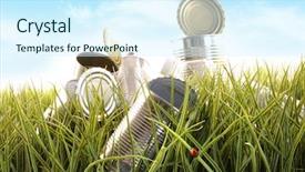  Presentation with energy drink - PPT layouts featuring forgotten empty cans and bottles background and a cool aqua colored foreground