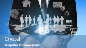  Presentation with finance financial business economy exchan - PPT theme featuring forign exchange - businessman with financial symbols coming background and a  colored foreground