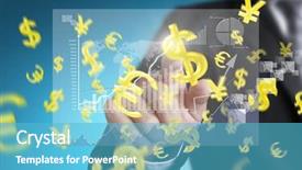  Presentation with housing financial management - Presentation enhanced with forign exchange - businessman with financial symbols coming background and a  colored foreground