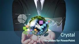  Presentation with financial - Beautiful slides featuring forign exchange - businessman with financial symbols coming backdrop and a  colored foreground