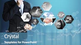  Presentation with financial - PPT theme having forign exchange - businessman with financial symbols coming background and a  colored foreground