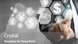  Presentation with financial - Beautiful slides featuring forign exchange - businessman with financial symbols coming backdrop and a  colored foreground