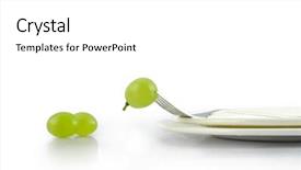  Presentation with grape - Beautiful PPT theme featuring fork and grape in white background backdrop and a white colored foreground