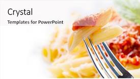  Presentation with penne pasta - Cool new presentation design with fork italian cuisine mediterranean food backdrop and a white colored foreground