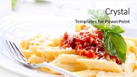  Presentation with penne pasta - Slide deck featuring fork italian cuisine mediterranean food background and a  colored foreground
