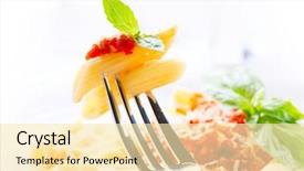  Presentation with penne pasta - PPT theme with fork italian cuisine mediterranean food background and a blonde colored foreground