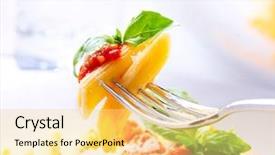  Presentation with penne pasta - Audience pleasing theme consisting of fork italian cuisine mediterranean food backdrop and a yellow colored foreground