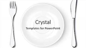  Presentation with food white - Amazing PPT theme having fork knife and empty white backdrop and a white colored foreground