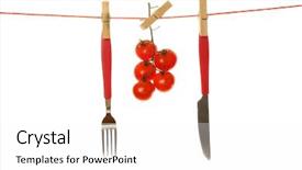  Presentation with red - Colorful theme enhanced with fork knife and ripe red backdrop and a white colored foreground