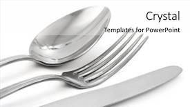  Presentation with spoon - Presentation with fork knife and spoon isolated background and a white colored foreground