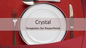  Presentation with porcelain - Colorful slides enhanced with fork knife and spoon backdrop and a mint green colored foreground