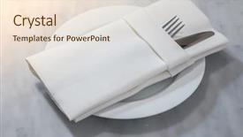  Presentation with table napkin - Beautiful PPT layouts featuring fork knife spoon silk napkin backdrop and a lemonade colored foreground