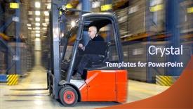  Presentation with forklift racks - Audience pleasing PPT layouts consisting of fork lift - forklift in a warehouse driving backdrop and a ocean colored foreground