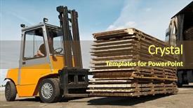  Presentation with forklift - Beautiful slides featuring fork lift - forklift loader for warehouse works backdrop and a tawny brown colored foreground