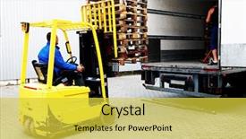  Presentation with lift truck - Colorful theme enhanced with fork lift - forklift truck with driver backdrop and a yellow colored foreground