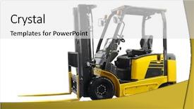  Presentation with lift - Slide deck having fork lift - image of isolated loader background and a white colored foreground