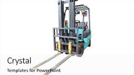  Presentation with lift - Slide set consisting of fork lift - image of loader background and a white colored foreground