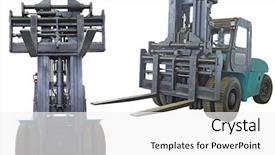  Presentation with background - Amazing theme having fork lift - image of loader backdrop and a  colored foreground