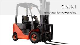  Presentation with lift - Slides featuring fork lift - image of loader background and a white colored foreground