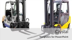  Presentation with lift - Presentation theme having fork lift - image of loaders background and a light gray colored foreground