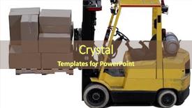  Presentation with forklift - Colorful PPT theme enhanced with fork lift - industrial forklift with a load backdrop and a tawny brown colored foreground