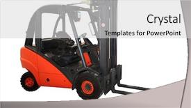 Presentation with frames isolated on white brown - Presentation theme with fork lift - loader isolated under the white background and a light gray colored foreground