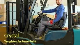  Presentation with forklift - Slides enhanced with fork lift - man driving forklift truck background and a tawny brown colored foreground