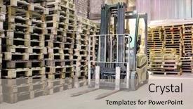  Presentation with forklift - Slide deck having fork lift - modern forklift isolated on white background and a light gray colored foreground