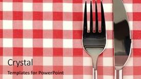  Presentation with checkered tablecloth - Presentation theme with fork on a red background and a coral colored foreground