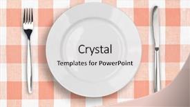  Presentation with oktoberfest bavarian white and blue - PPT theme enhanced with fork on blue checked tablecloth background and a lemonade colored foreground