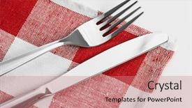  Presentation with metal manufacturer red - Slides enhanced with fork on red checked tablecloth background and a coral colored foreground