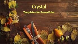  Presentation with berries - Slide deck with fork on wooden background thanksgiving background and a tawny brown colored foreground