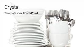 Presentation with clean up - Slides enhanced with fork spoon - clean plates cups and cutlery background and a white colored foreground